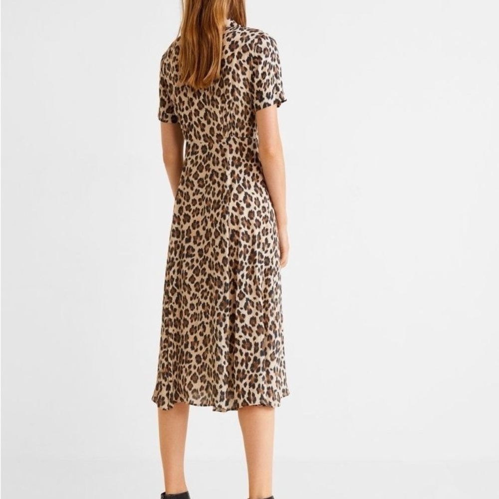 Mango Leopard Print Midi Dress Size Medium Excellent Condition - Picture 4 of 13